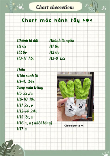 Công thức móc hành lá mini